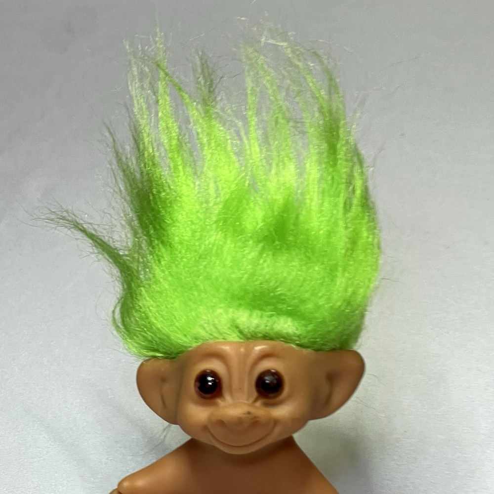 Vintage Uneeda Wishnik‎ Troll Doll Collectible Toy Bright Green Hair Cute Lime